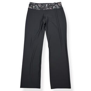 Crivit Leggings Womens L Large Black Straight Leg Athletic Leggings Wide Waist